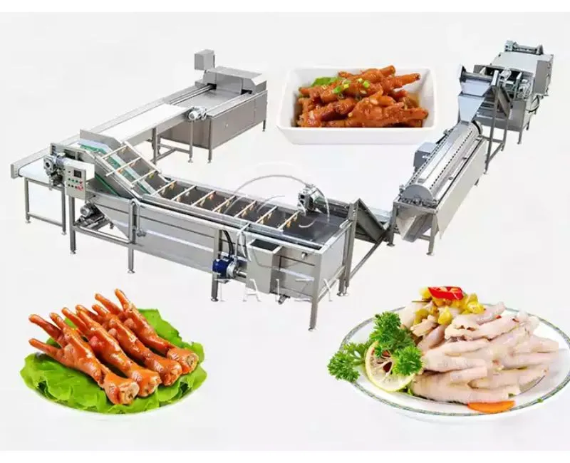 Dây chuyền chế biến chân gà | Máy rửa và lột da chân gà