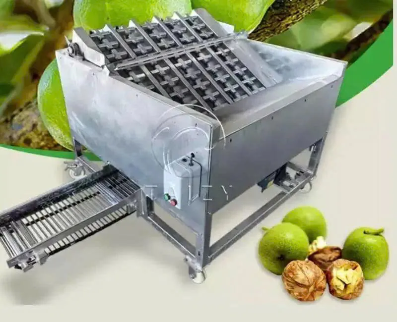Máy bóc vỏ quả óc chó xanh